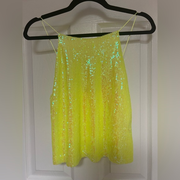 Zara Neon Yellow Sequin Camisole - Picture 1 of 3